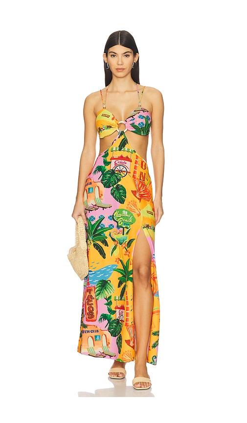 kulani kinis beaded cut out maxi dress in yellow. - size m (also in s, xl)