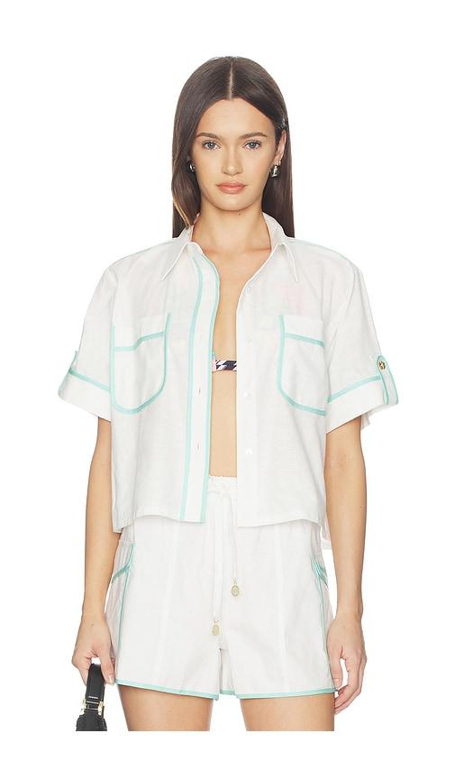 kulani kinis cropped button up shirt in white. - size l (also in m, xl)