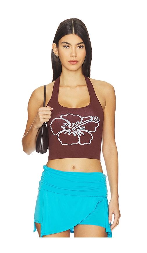 kulani kinis knit halter tank top in brown. - size l (also in m)