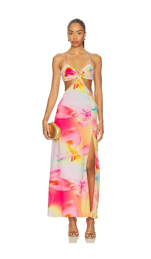 kulani kinis maxi dress in pink, yellow. - size l (also in s)