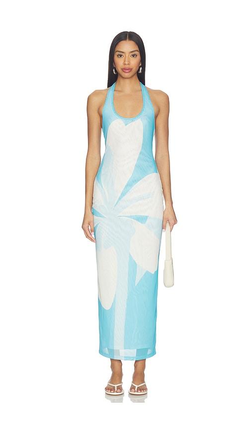 kulani kinis mesh halter maxi dress in blue. - size l (also in s, m, xl)
