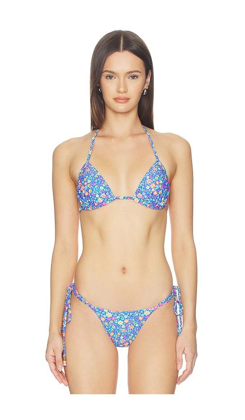 kulani kinis padded bind triangle bikini top in blue. - size l (also in s, xs, m)