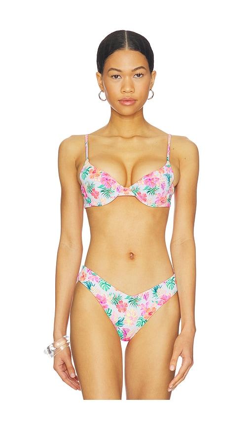 kulani kinis slim underwire bikini top in pink,white. - size l (also in m, s, xs)