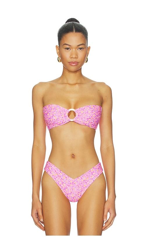 kulani kinis strapless bandeau bikini top in pink. - size l (also in s, m)