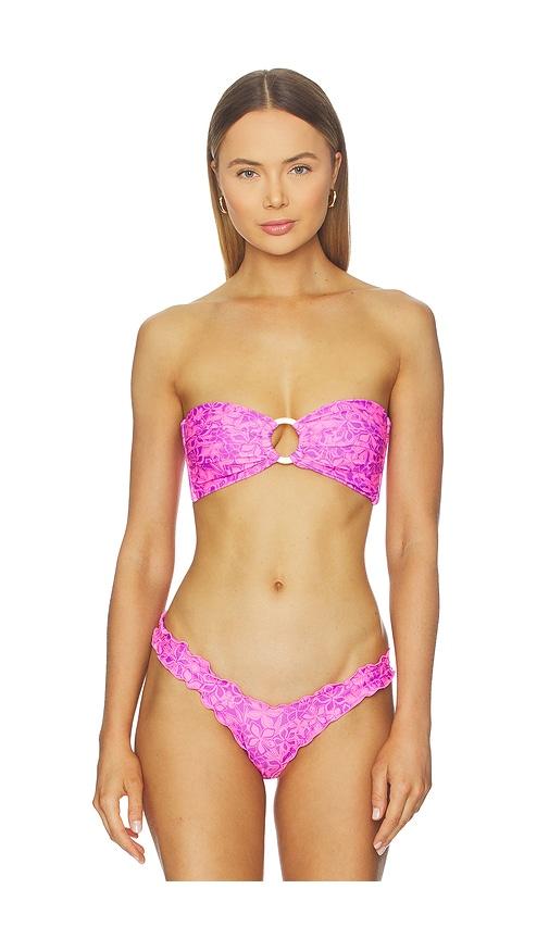 kulani kinis strapless bandeau bikini top in purple. - size l (also in m, s)
