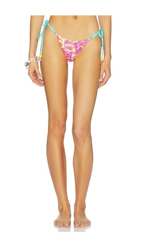 kulani kinis thong tie side bikini bottom in fuchsia. - size l (also in s, m)