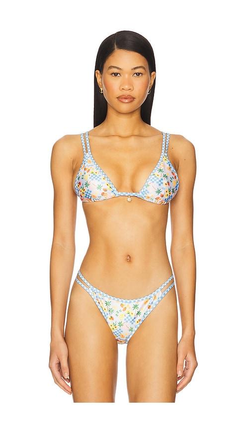 kulani kinis twin strap bralette bikini top in baby blue. - size l (also in s, m)