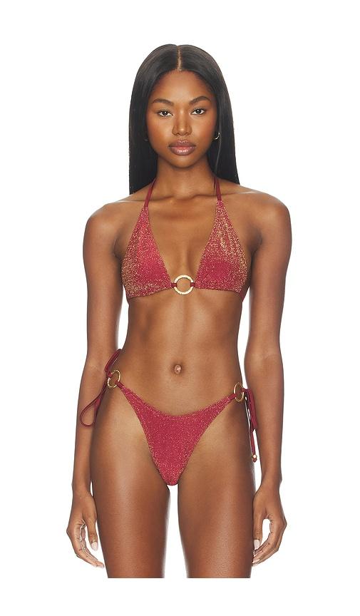 kulani kinis x revolve ring halter bikini top in wine. - size m (also in s, xs)