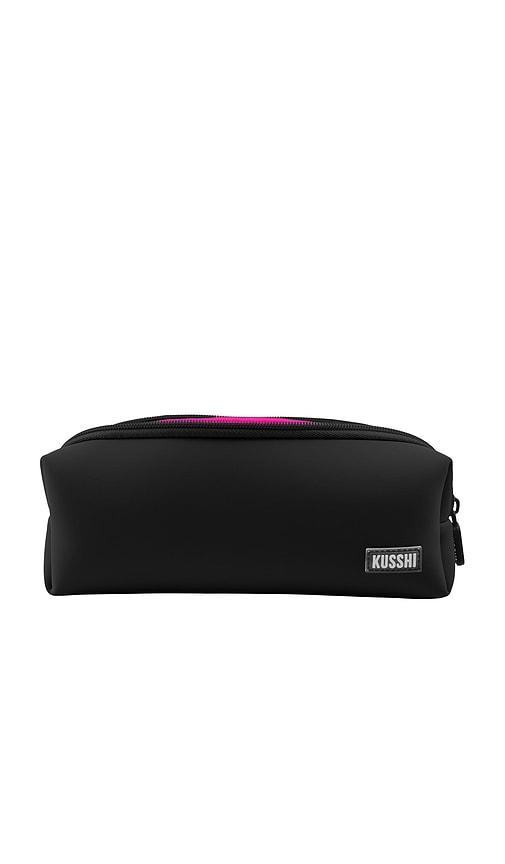 kusshi essentials pouch in black & pink.