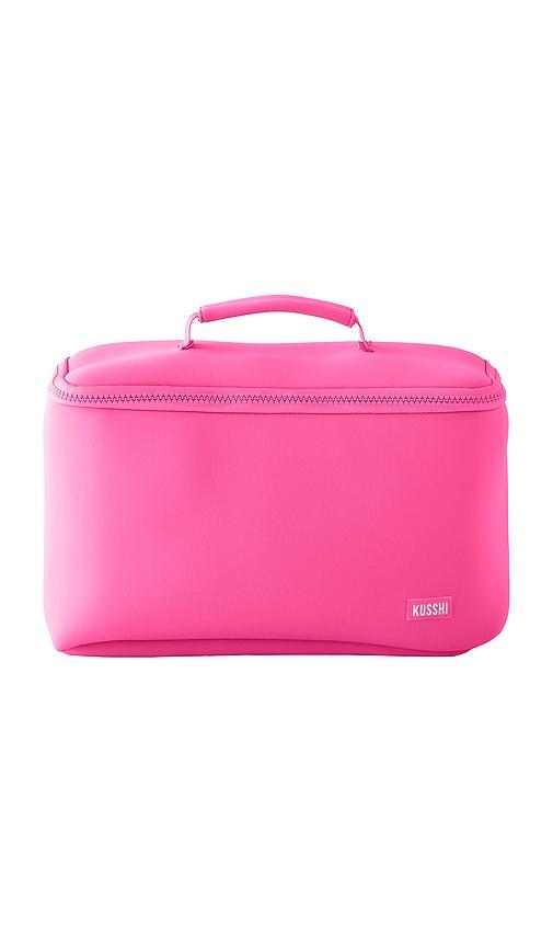kusshi large neoprene train case in french pink & sherbert.