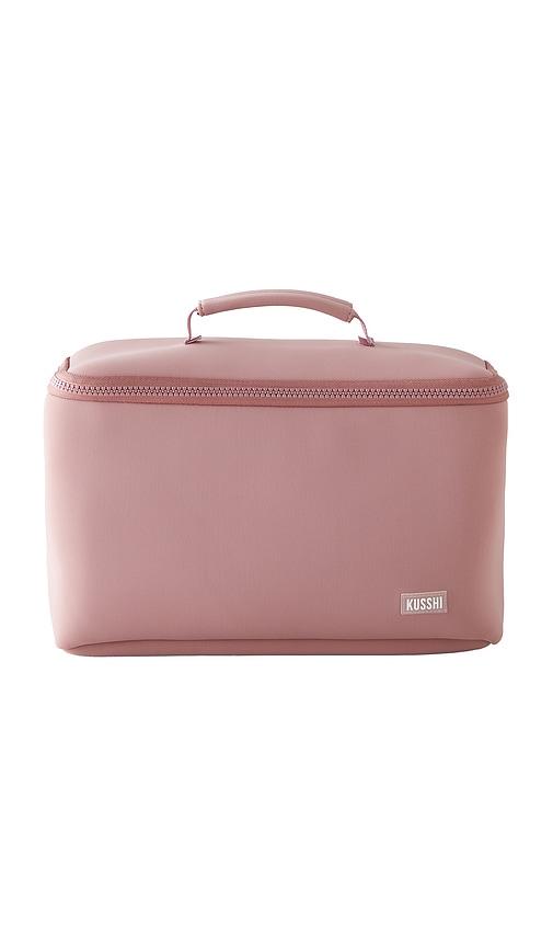 kusshi neoprene large neoprene train case in mauve & stone.