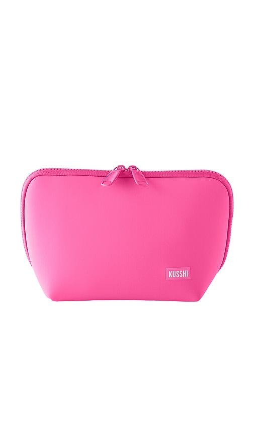 kusshi neoprene makeup bag in french pink & sherbert.