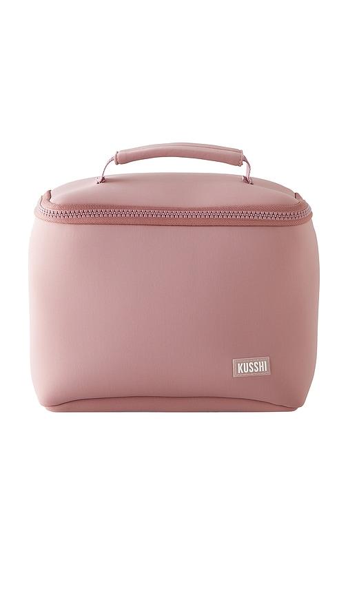 kusshi neoprene small neoprene train case in mauve & stone.