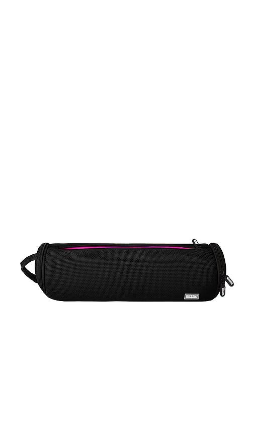 kusshi travel hair tools case in black & pink.