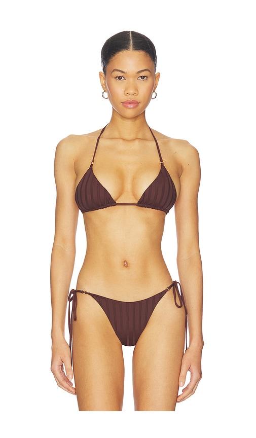kya ashlyn reversible bikini top in brown. - size l (also in s, xs, xl)