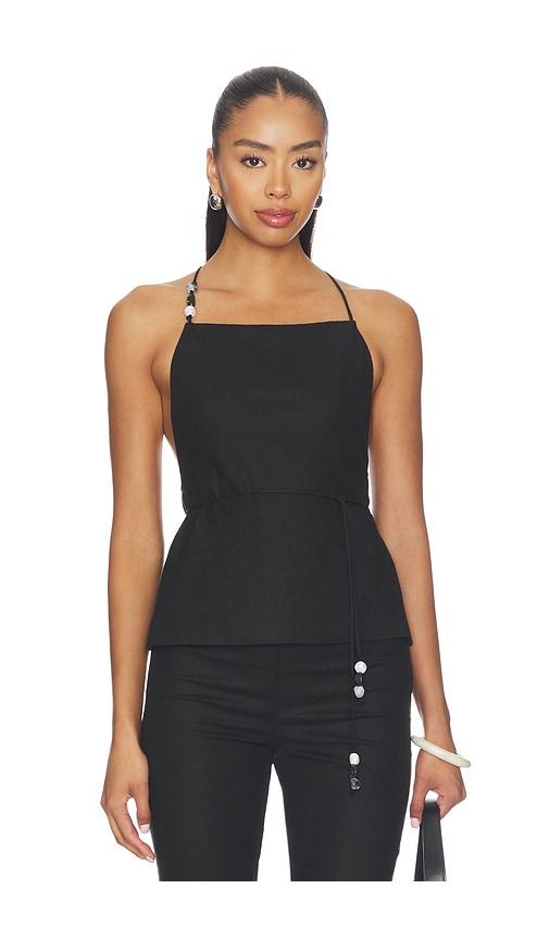 l'academie anaia linen top in black. - size m (also in xs, s, xl)