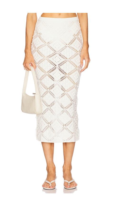 l'academie baileigh midi skirt in ivory. - size l (also in xs, s, m, xl)