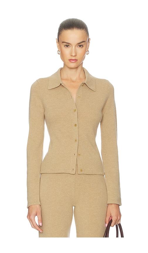 l'academie berke button down top in brown. - size l (also in s, xs)