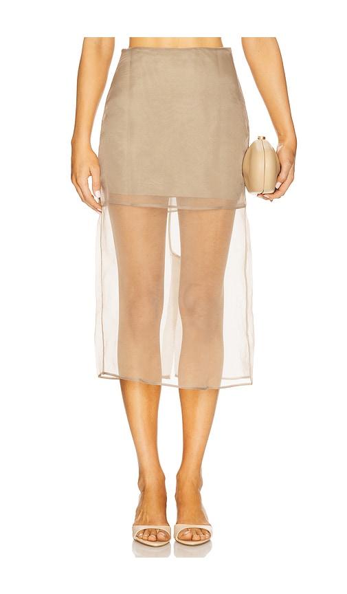 l'academie blaire midi skirt in taupe. - size l (also in xl)