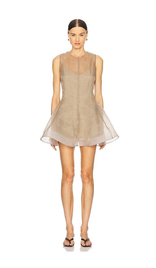 l'academie blaire mini dress in taupe. - size l (also in xxs, xs, s, m, xl)