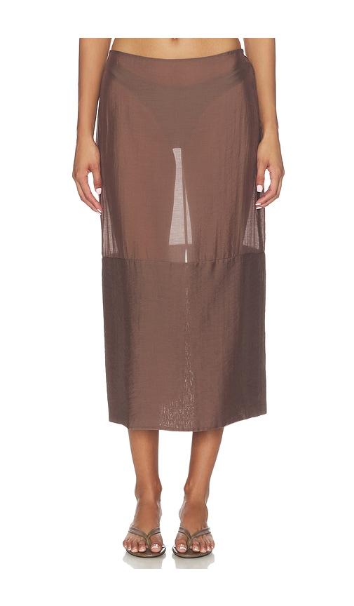 l'academie cecille midi skirt in brown. - size l (also in xxs, xs, s, m, xl)