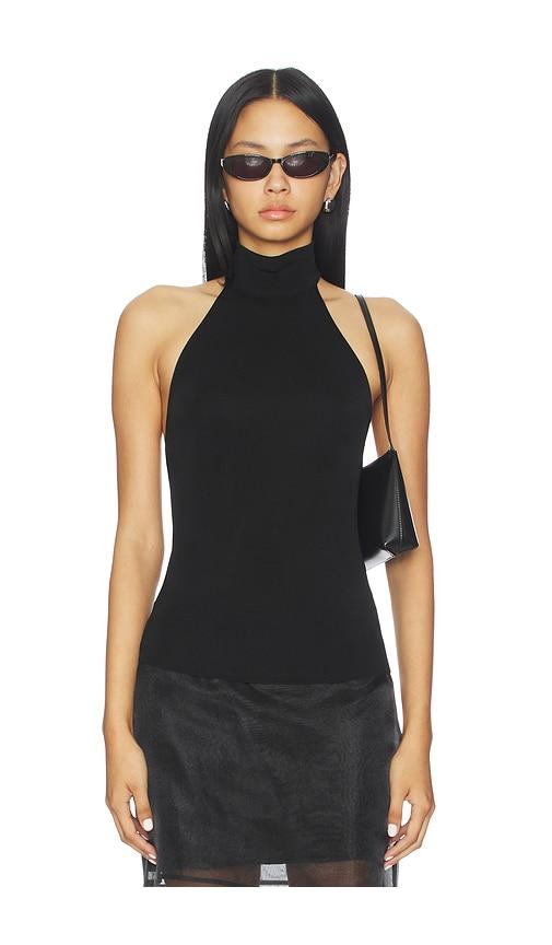 l'academie claudette halter knit top in black. - size l (also in m, xl)