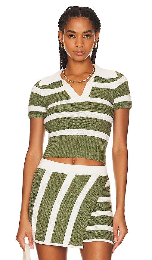 l'academie drea striped knit top in green. - size l (also in m, xl)