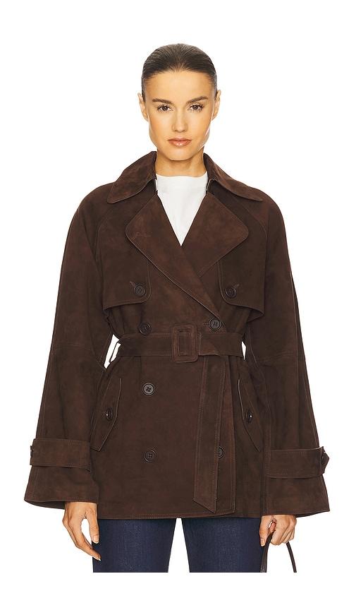l'academie elae suede jacket in chocolate. - size l (also in s, m)