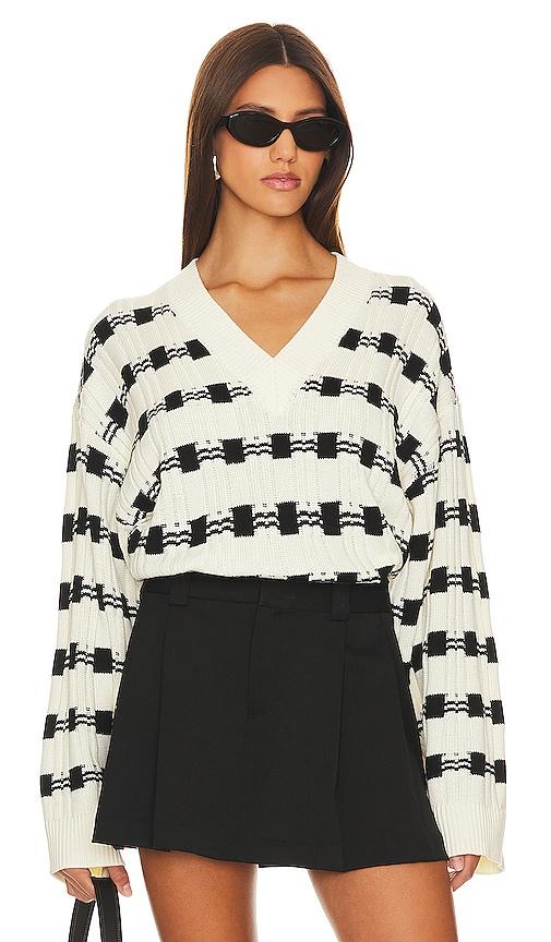 l'academie evran check sweater in white. - size s (also in xs)