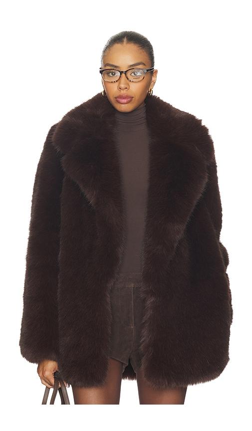 l'academie gamine faux fur jacket in brown. - size l (also in xs)