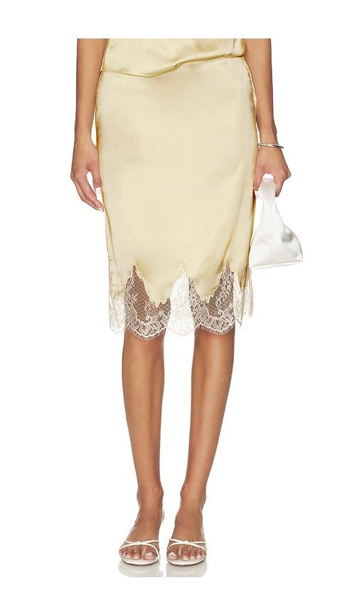 l'academie geneia midi skirt in yellow. - size l (also in s, m, xl)
