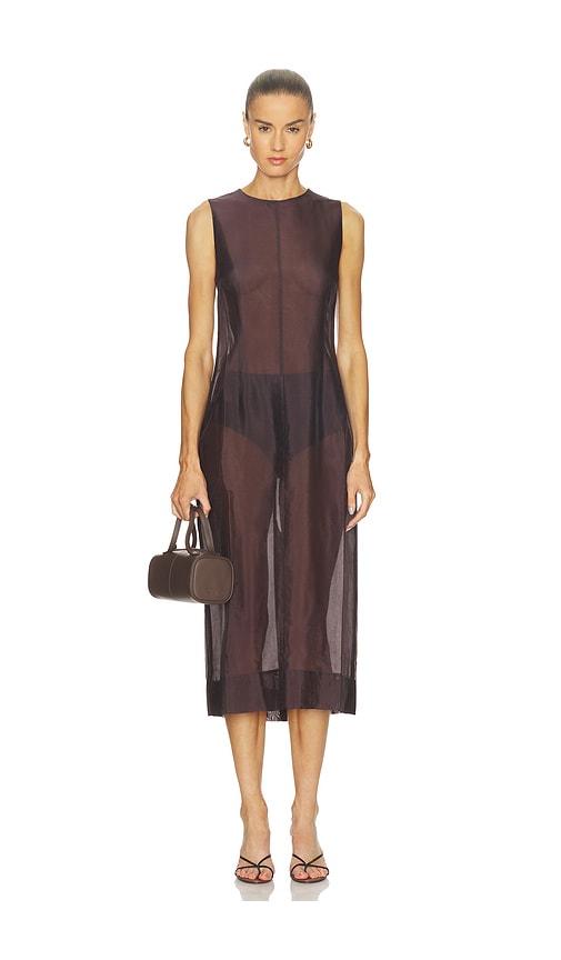 l'academie hadley midi dress in brown. - size l (also in s)