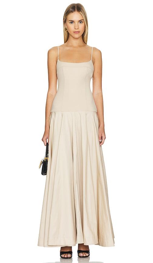 l'academie laure maxi dress in beige. - size m (also in l, xl)