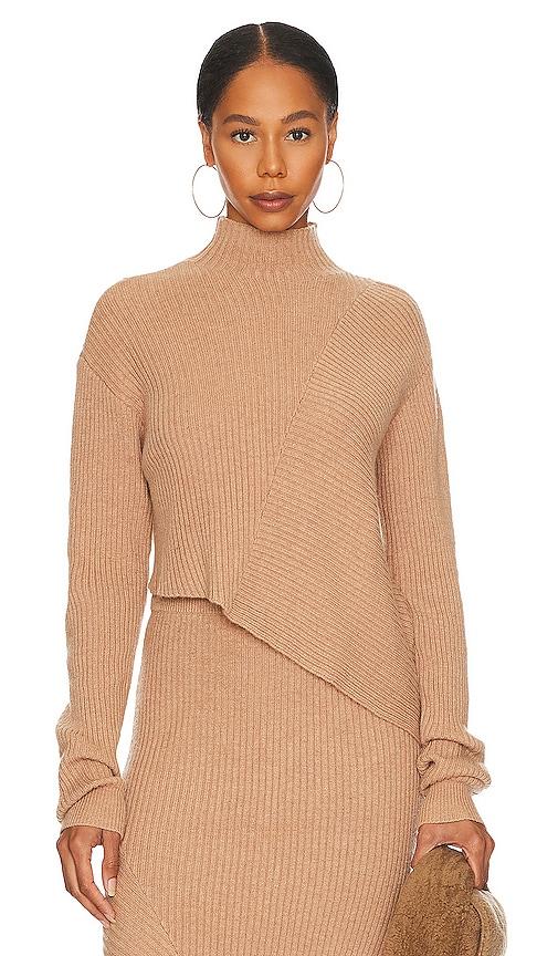 l'academie leola mock neck sweater in tan. - size s (also in xs)