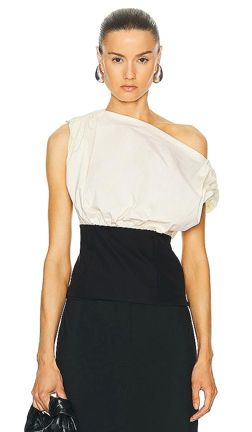 l'academie matteah top in cream,black. - size l (also in m, xl, xs)