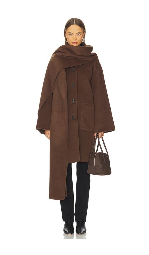 l'academie melba wool coat in brown. - size l (also in m)