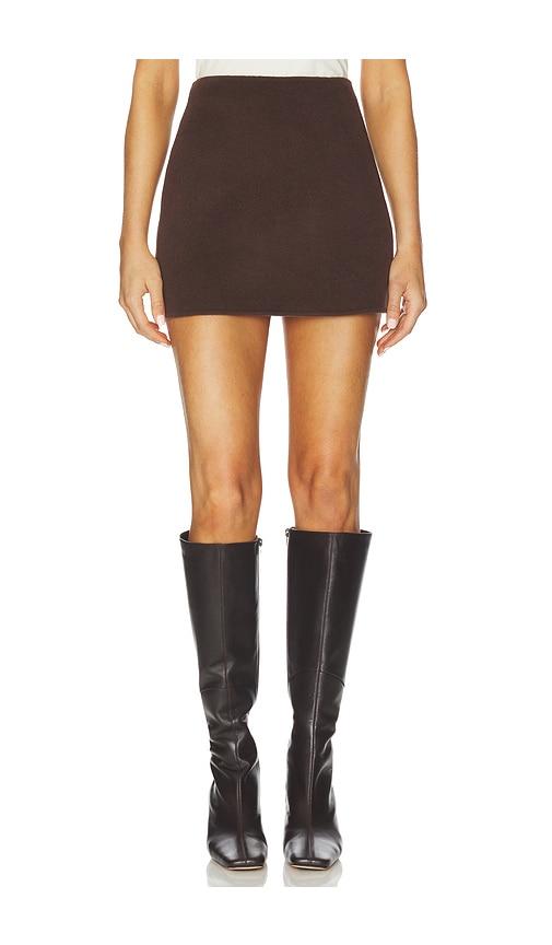 l'academie milly wool mini skirt in chocolate. - size l (also in xxs, s, m)