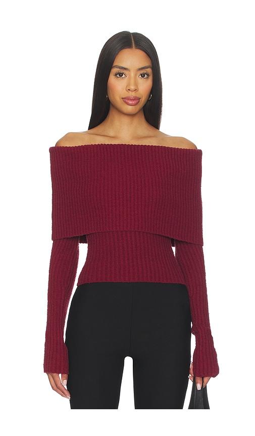 l'academie namir off shoulder sweater in burgundy. - size s (also in xxs)