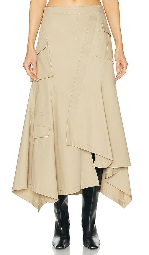 l'academie noma midi skirt in tan. - size s (also in xxs, xs, m, l)