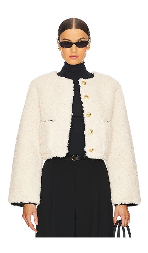 l'academie pauchet reversible faux sherpa jacket in black,white. - size l (also in m)
