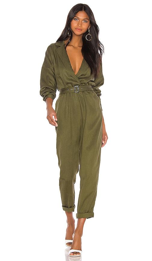 l'academie reed jumpsuit in green. - size l (also in s, xs, xxs)