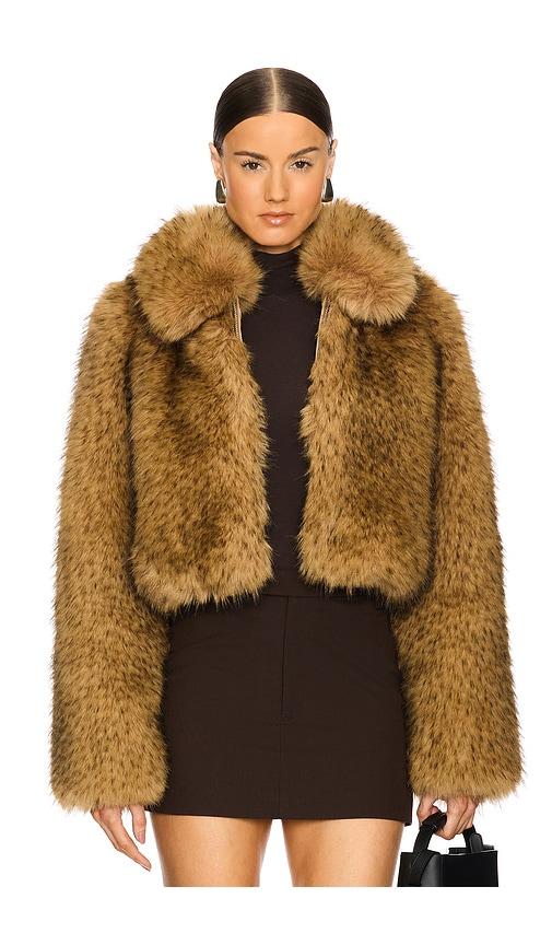 l'academie savoie faux fur jacket in beige. - size m (also in xs, s)