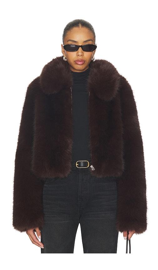 l'academie savoie faux fur jacket in brown. - size l (also in s, m, xl)