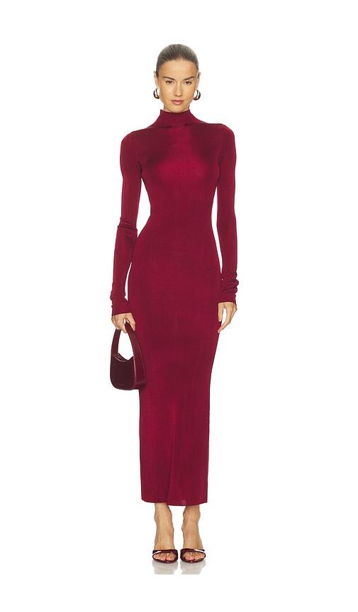l'academie syndi maxi knit dress in burgundy. - size l (also in s, m)