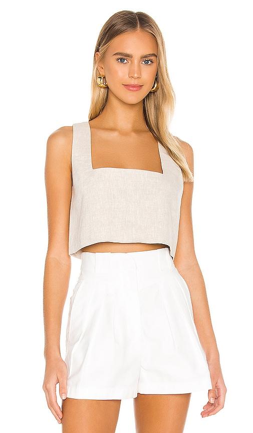 l'academie the rochelle crop top in taupe. - size l (also in xs, s, m, xl)