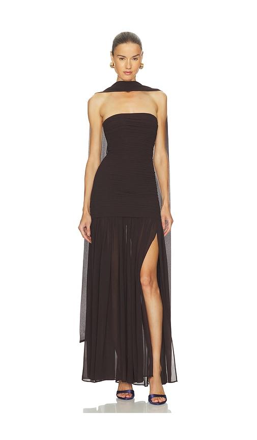 l'academie tia gown in brown. - size l (also in xxs, s, m)