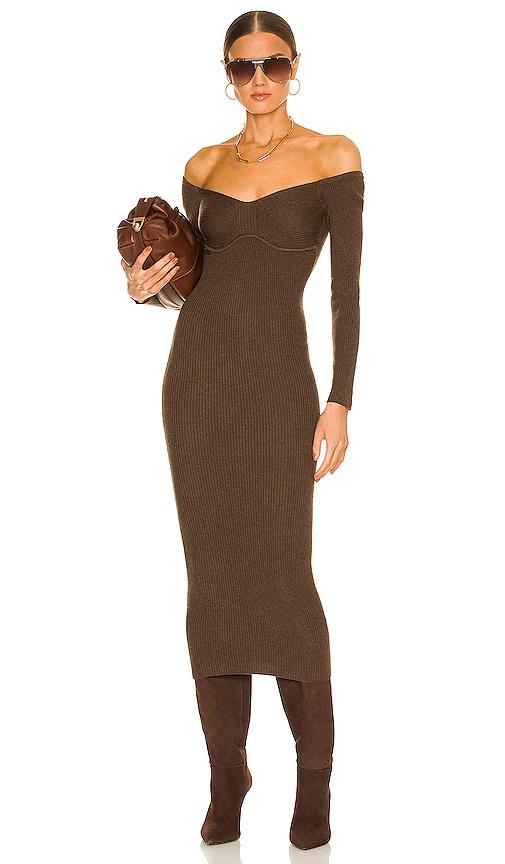 l'academie tucci knit bustier dress in chocolate. - size l (also in xl)