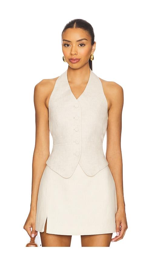 l'academie uma linen top in beige. - size l (also in xs, s, m, xl)