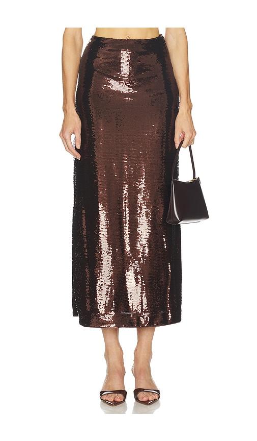 l'academie veleda sequin maxi skirt in brown. - size m (also in s, xl, xs, xxs)