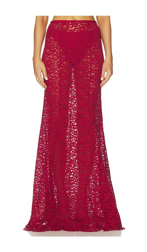 l'academie zelie maxi skirt in burgundy. - size l (also in xxs, xs, s, m)